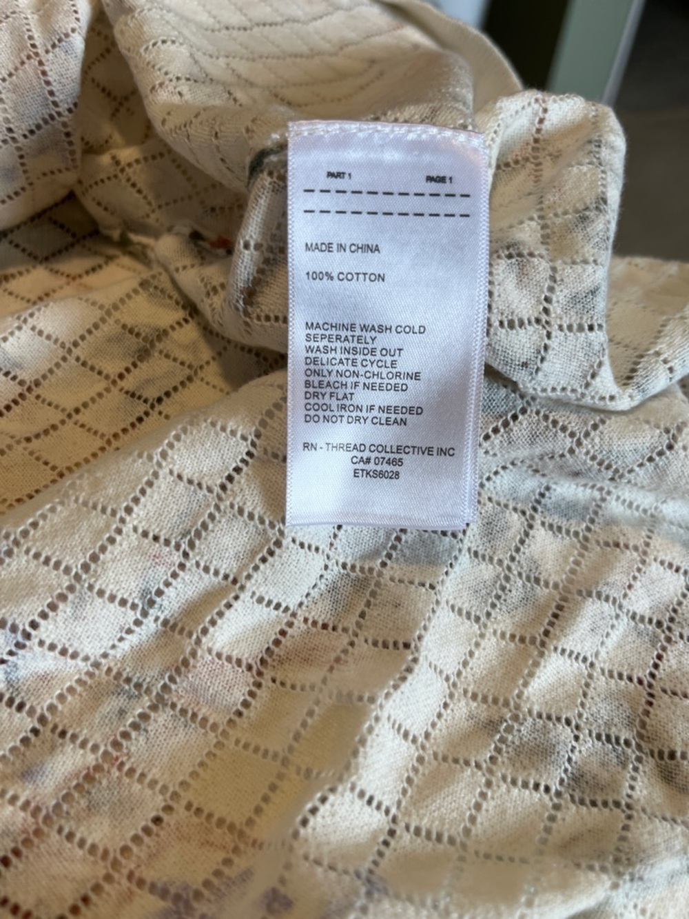 Ellen Tracy Cream Floral Short-Sleeve V-Neck Button Cardigan Top - Picture 7 of 8
